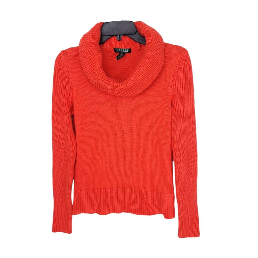 Ralph Lauren Sweater Womens Medium Chunky Knit Pullover Cowl Long Sleeve Stretch